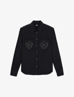 THE KOOPLES Classic-collar Stud-embellished Cotton Shirt