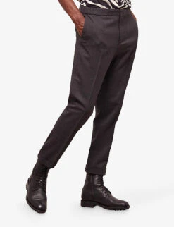 THE KOOPLES Houndstooth-motif Slim-fit Stretch-wool Trousers -Fit & Flow Clothing Sales Store R04127987 BLA02 ALT02