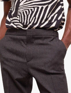 THE KOOPLES Houndstooth-motif Slim-fit Stretch-wool Trousers -Fit & Flow Clothing Sales Store R04127987 BLA02 ALT04