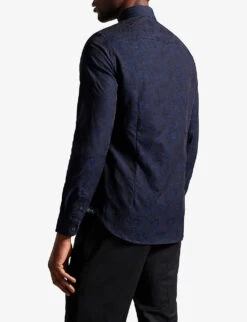 Ted Baker Cortoss Floral-jacquard Cotton Shirt -Fit & Flow Clothing Sales Store R04129697 NAVY ALT03