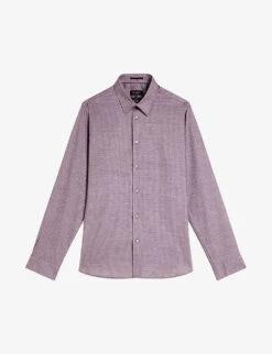 Ted Baker Sorelss Textured-dot Cotton Shirt