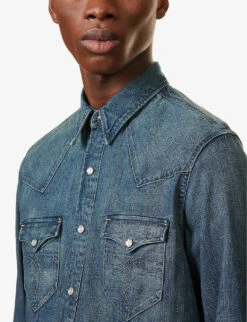 Buffalo Western Flap-pocket Denim Shirt -Fit & Flow Clothing Sales Store R04130082 DARKWASH ALT04