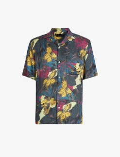 AllSaints Goldberg Floral-print Camp-collar Relaxed-fit Recycled-viscose Shirt