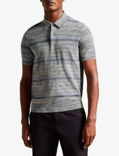 Ted Baker Striped Cotton-blend Polo Shirt 6 Ted Baker Striped Cotton-blend Polo Shirt -Fit & Flow Clothing Sales Store R04133328 STONE ALT02