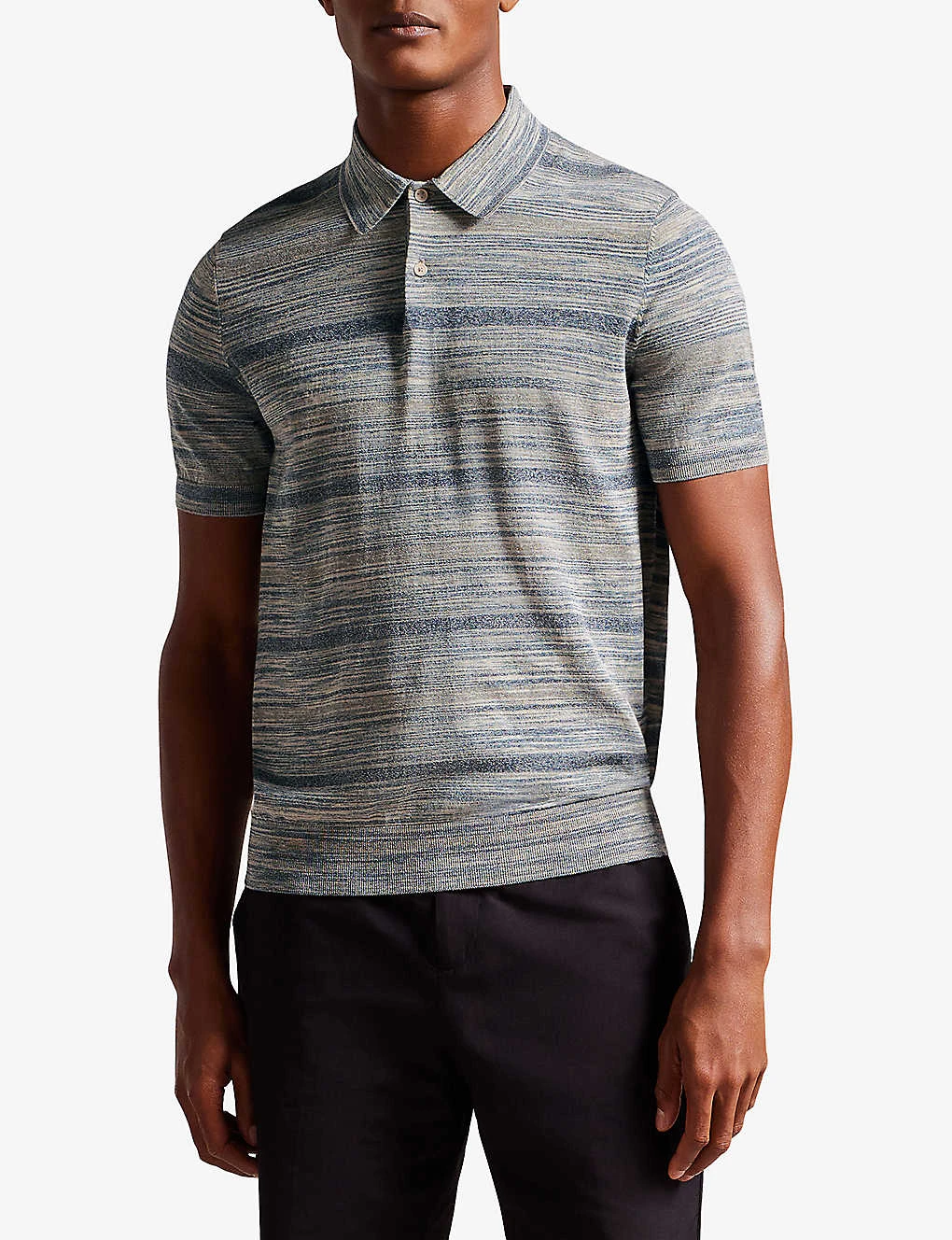 Ted Baker Striped Cotton-blend Polo Shirt 3 Ted Baker Striped Cotton-blend Polo Shirt - Image 3