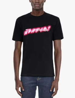 THE KOOPLES Graphic-print Relaxed-fit Cotton T-shirt 7 THE KOOPLES Graphic-print Relaxed-fit Cotton T-shirt -Fit & Flow Clothing Sales Store R04134638 BLA01 ALT02