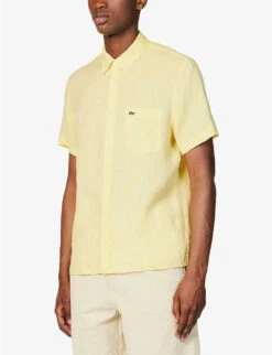 Lacoste Logo-embroidered Regular-fit Linen Shirt -Fit & Flow Clothing Sales Store R04134893 YELLOW ALT02