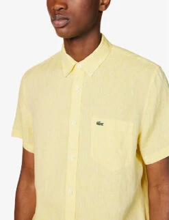 Lacoste Logo-embroidered Regular-fit Linen Shirt -Fit & Flow Clothing Sales Store R04134893 YELLOW ALT04