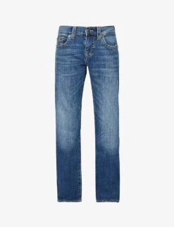 True Religion Billy Embroidered Straight-leg Relaxed-fit Stretch-denim Jeans