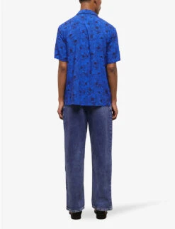 THE KOOPLES Graphic-print Camp-collar Woven Shirt 8 THE KOOPLES Graphic-print Camp-collar Woven Shirt -Fit & Flow Clothing Sales Store R04135438 BLU01 ALT03