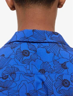 THE KOOPLES Graphic-print Camp-collar Woven Shirt 9 THE KOOPLES Graphic-print Camp-collar Woven Shirt -Fit & Flow Clothing Sales Store R04135438 BLU01 ALT04