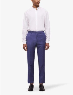 THE KOOPLES Slim-fit Straight-leg Wool Trousers -Fit & Flow Clothing Sales Store R04137105 BLU01 ALT02
