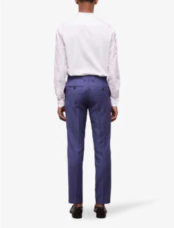 THE KOOPLES Slim-fit Straight-leg Wool Trousers -Fit & Flow Clothing Sales Store R04137105 BLU01 ALT03