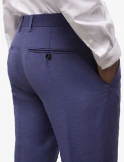 THE KOOPLES Slim-fit Straight-leg Wool Trousers -Fit & Flow Clothing Sales Store R04137105 BLU01 ALT04