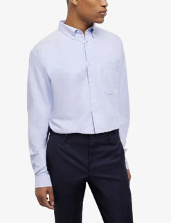 THE KOOPLES Patch-pocket Casual-fit Cotton Shirt -Fit & Flow Clothing Sales Store R04137106 BLU03 ALT02