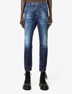DSQUARED2 Skater Paint-splatter Slim-fit Stretch-denim Jeans -Fit & Flow Clothing Sales Store R04137436 NAVY ALT02