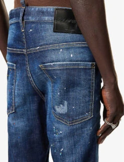 DSQUARED2 Skater Paint-splatter Slim-fit Stretch-denim Jeans -Fit & Flow Clothing Sales Store R04137436 NAVY ALT04