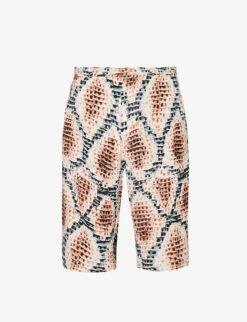 Snake Tan Graphic-print Relaxed-fit Woven Shorts