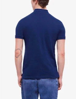 THE KOOPLES Logo-embroidered Stand-collar Cotton-piqué Polo Shirt -Fit & Flow Clothing Sales Store R04142398 NAV01 ALT03