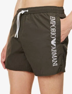 Emporio Armani Logo-embroidered Elasticated-waist Swim Shorts -Fit & Flow Clothing Sales Store R04142631 TERRADARKLAND ALT04