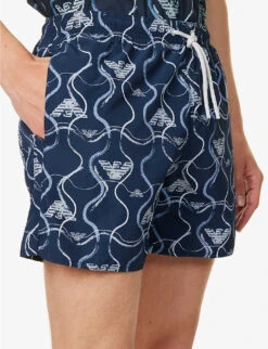 Emporio Armani Graphic-print Elasticated-waist Swim Shorts -Fit & Flow Clothing Sales Store R04142636 EAGLEALLOVER ALT04