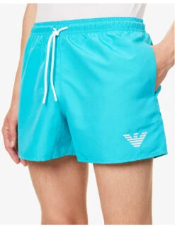 Emporio Armani Essential Logo-embroidered Elasticated-waist Swim Shorts -Fit & Flow Clothing Sales Store R04142640 TURCHESETURQUOISE ALT04