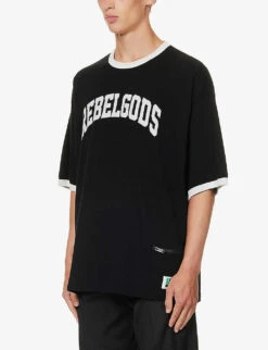 Undercover Rebelgoods Typography-embroidered Cotton-jersey T-shirt -Fit & Flow Clothing Sales Store R04143687 BLACK ALT02