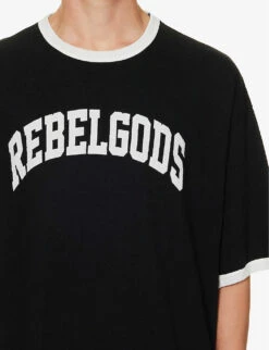Undercover Rebelgoods Typography-embroidered Cotton-jersey T-shirt -Fit & Flow Clothing Sales Store R04143687 BLACK ALT04