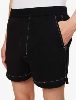 Contrast-stitch Patch-pocket Woven Shorts -Fit & Flow Clothing Sales Store R04144734 BLACK ALT04