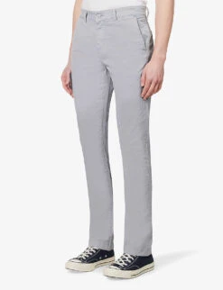 7 For All Mankind Slimmy Brand-patch Slim-fit Tapered-leg Stretch-cotton Trousers -Fit & Flow Clothing Sales Store R04145122 LIGHTBLUE ALT02