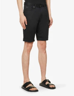 Emporio Armani Logo-placket Regular Fit Stretch-cotton Shorts -Fit & Flow Clothing Sales Store R04145214 NERO ALT02