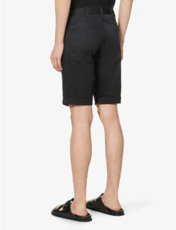 Emporio Armani Logo-placket Regular Fit Stretch-cotton Shorts -Fit & Flow Clothing Sales Store R04145214 NERO ALT03