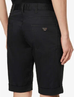 Emporio Armani Logo-placket Regular Fit Stretch-cotton Shorts -Fit & Flow Clothing Sales Store R04145214 NERO ALT04