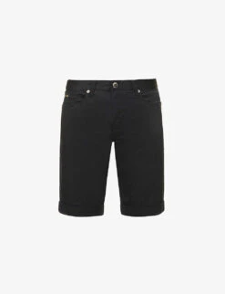 Emporio Armani Logo-placket Regular Fit Stretch-cotton Shorts