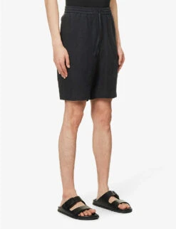 Emporio Armani Drawstring Relaxed-fit Linen Shorts -Fit & Flow Clothing Sales Store R04145229 NERO ALT02