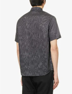 Emporio Armani Micro-dotted Pattern Woven Shirt -Fit & Flow Clothing Sales Store R04145231 NAVYXBCO ALT03