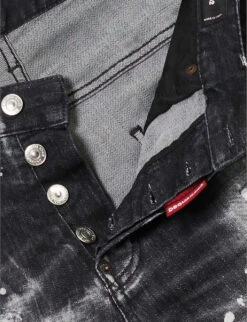 DSQUARED2 Skater Paint-print Slim-fit Stretch-cotton Blend Denim Jeans -Fit & Flow Clothing Sales Store R04145485 BLACK ALT06