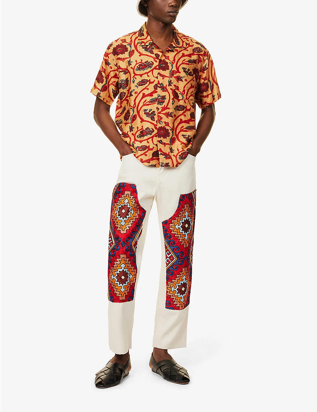 Floral-pattern Dropped-shoulder Boxy-fit Silk Shirt 2 Floral-pattern Dropped-shoulder Boxy-fit Silk Shirt - Image 2