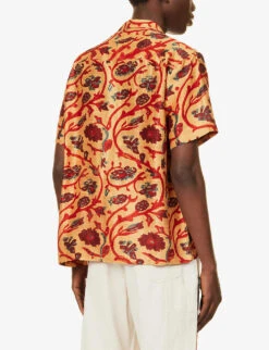 Floral-pattern Dropped-shoulder Boxy-fit Silk Shirt 8 Floral-pattern Dropped-shoulder Boxy-fit Silk Shirt -Fit & Flow Clothing Sales Store R04146806 ORANGERED ALT03