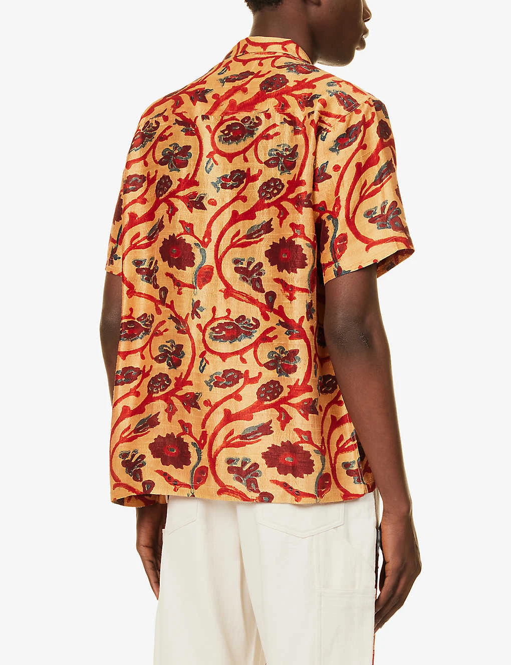 Floral-pattern Dropped-shoulder Boxy-fit Silk Shirt 4 Floral-pattern Dropped-shoulder Boxy-fit Silk Shirt - Image 4