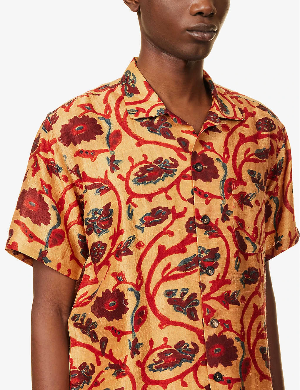 Floral-pattern Dropped-shoulder Boxy-fit Silk Shirt 5 Floral-pattern Dropped-shoulder Boxy-fit Silk Shirt - Image 5