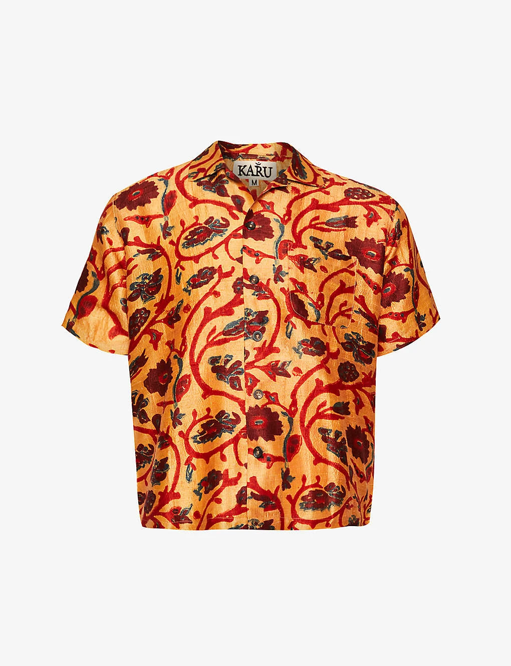 Floral-pattern Dropped-shoulder Boxy-fit Silk Shirt 1 Floral-pattern Dropped-shoulder Boxy-fit Silk Shirt