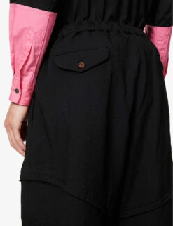 Panelled Cropped Wide-leg High-rise Relaxed-fit Woven Trousers -Fit & Flow Clothing Sales Store R04146907 BLACK ALT06