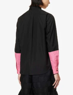 Unisex Contrast-sleeve Regular-fit Cotton-poplin Shirt -Fit & Flow Clothing Sales Store R04146919 BLACKPINK ALT03