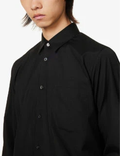 Unisex Contrast-sleeve Regular-fit Cotton-poplin Shirt -Fit & Flow Clothing Sales Store R04146919 BLACKPINK ALT05