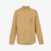 Brand-embroidered Curved-hem Relaxed-fit Linen Shirt
