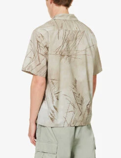 Norse Projects Carsten Graphic-print Boxy-fit Cotton Shirt -Fit & Flow Clothing Sales Store R04148518 LIGHTKHAKI ALT03