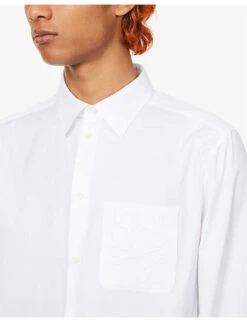 Loewe Anagram-embroidered Patch-pocket Regular-fit Cotton-poplin Shirt -Fit & Flow Clothing Sales Store R04149847 WHITE ALT04