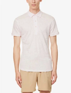 ORLEBAR BROWN Sebastian Short-sleeved Linen Polo Shirt -Fit & Flow Clothing Sales Store R04150089 ROSE ALT02