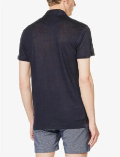 ORLEBAR BROWN Felix Asymmetric-hem Regular-fit Linen Polo -Fit & Flow Clothing Sales Store R04150116 NIGHTIRIS ALT03